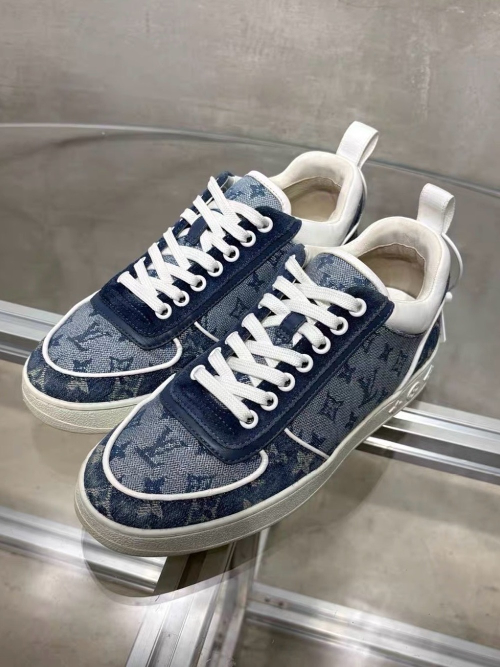 Louis Vuitton Navy and Light Blue Monogram Low-Top Sneakers -